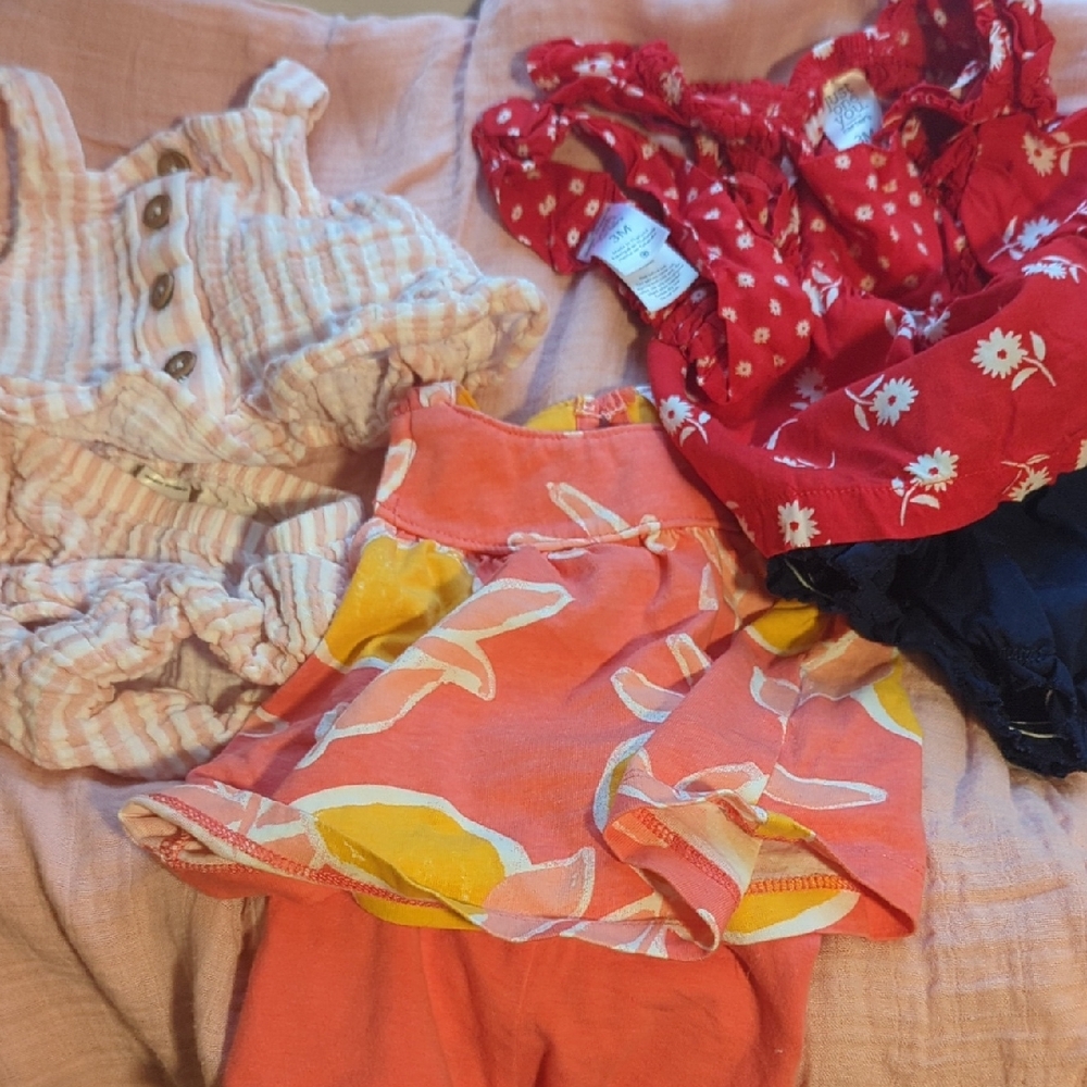 Bundle Of 3 Carter's Baby Outfits - Size 3 Mos. Pink, Red and Coral